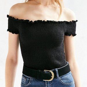 Kimchi Blue Off the Shoulder Smocked Crop Top